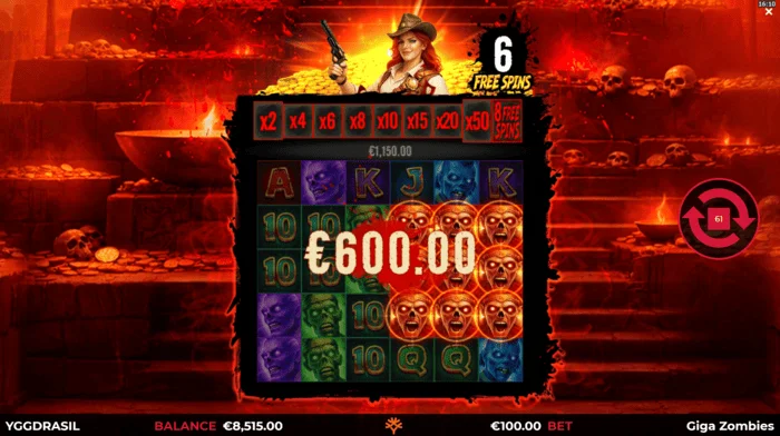 Giga Zombies - vincita durante i Free Spins