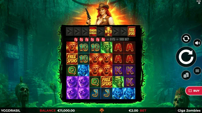 Giga Zombies - schermata di gioco con rulli 6x5